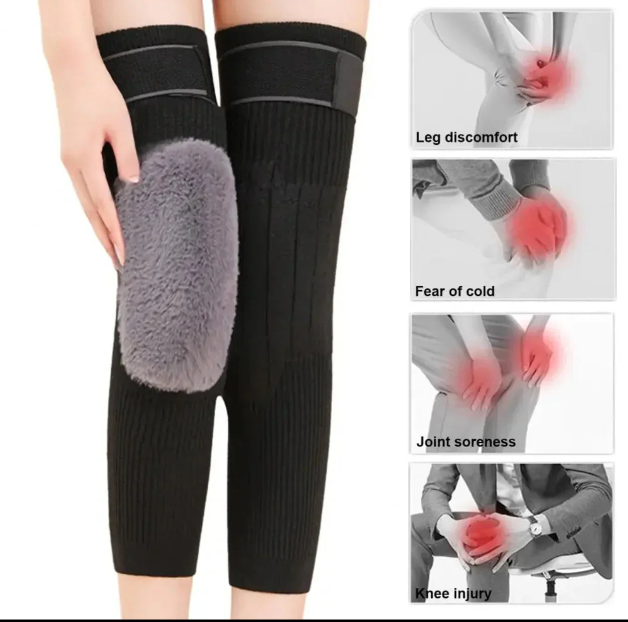 Adjustable Cashmere wool Knee Warmers with strap for men and women